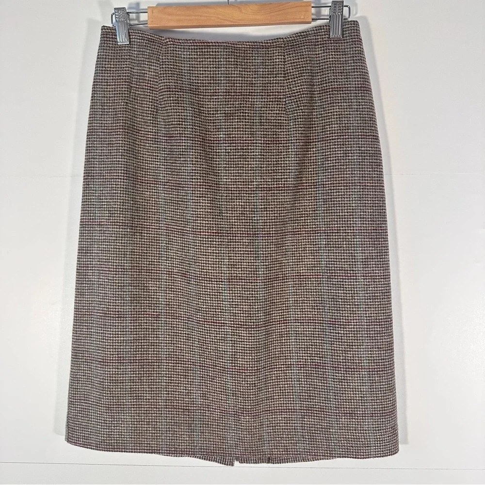 Vintage Brown Wool Tweed Pencil Skirt